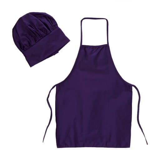 Child Purple Chef Apron & Hat Small