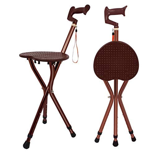 XFF Wymname Folding Cane Seat,Cane Stool Old People Walking Stick Three Feet Help-Step Device Hiking Chair-A/A