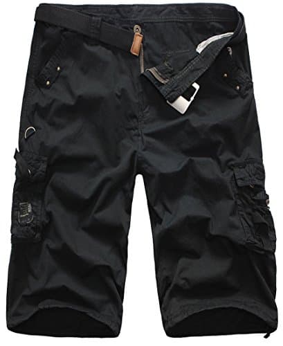 Men's Cargo Shorts Relaxed Fit with Multi Pockets (34, Black)