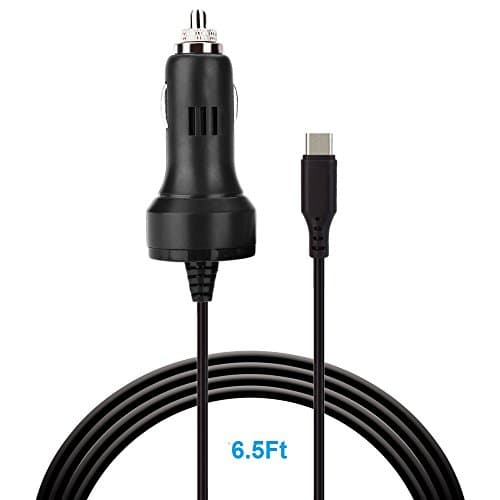 AZFUNN Type C Car Charger, 6.5ft Safe USB C Car Charging Adapter Cable w/ Power Surge Protection for Nintendo Switch and Cellphones Samsung S8, Note 8, Huawei Nova 2, Nexus 6P, Macbook Pro 13.3