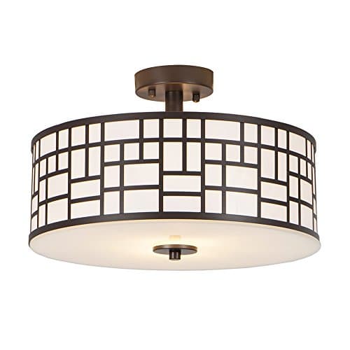 Glanzhaus 13 Inches Inner White Acrylic Diffuser Outer Oil-Rubbed Bronze Finish Flush Mount Ceiling Light, Modern Lighting for Hallway Dining Room Living Room Bedroom
