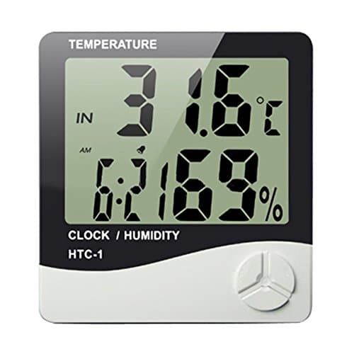 WillsBury Temperature Humidity Time Display Meter with Alarm Clock, Wall Mount or Table Top (White)