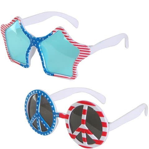 Novelty Patriotic Sunglasses, 2 Pair (Star, Peace)