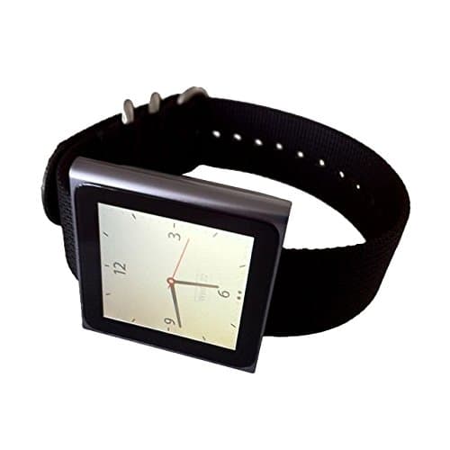 Black Apple iPod Nano Watch Band - Nylon Strap for High Tech Wristwatch - SS Hardware