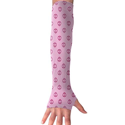 Alien Pattern Pink Unisex Protection Hand Cover Arm Sleeves Cool Cover Sun For Outdoor Activities 1 Pair
