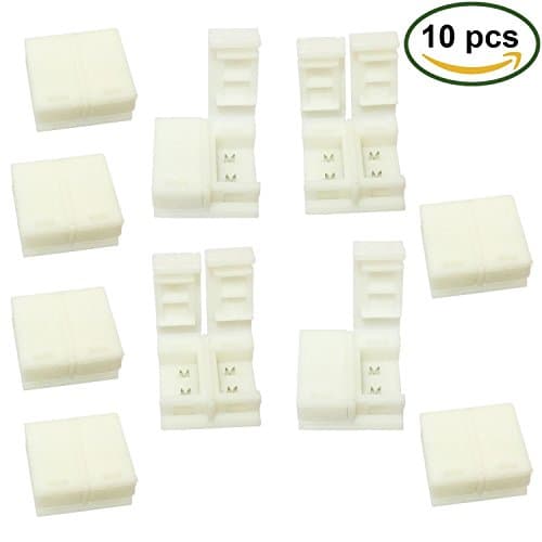 TronicsPros 10pcs 2 Pin Waterproof SMD 5050 5630 Single Color LED Strip to Strip Connector 10mm wide Waterproof LED Strip Light Gapless Clasp Adapter Solderless LED Tape LED Ribbon LED Rope Light Connector