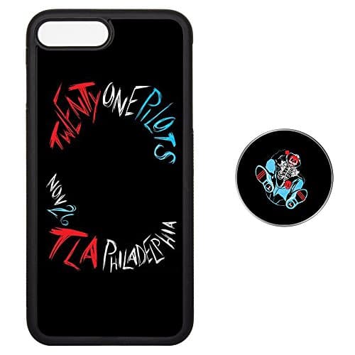 iPhone 7/8 Case and Pop Up Socket Set, Red Black Cell Phone Cover Top Bottom Corner Tire Protection Skin Holder - Twenty One Pilots Skeleton