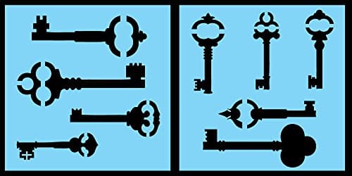 Auto Vynamics - STENCIL-KEYSET01-20 - Detailed Vintage / Skeleton Key Stencil Set - Features Multiple Unique Key Designs! - 20-by-20-inch Sheets - (2) Piece Kit - Pair of Sheets