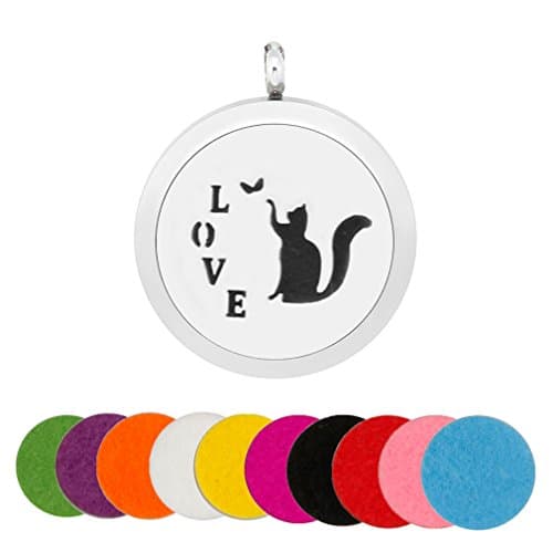 Aromatherapy Essential Oil Locket Necklace Diffuser 30mm Animal Pattern Purfume Pendant With 10 Refill Pads