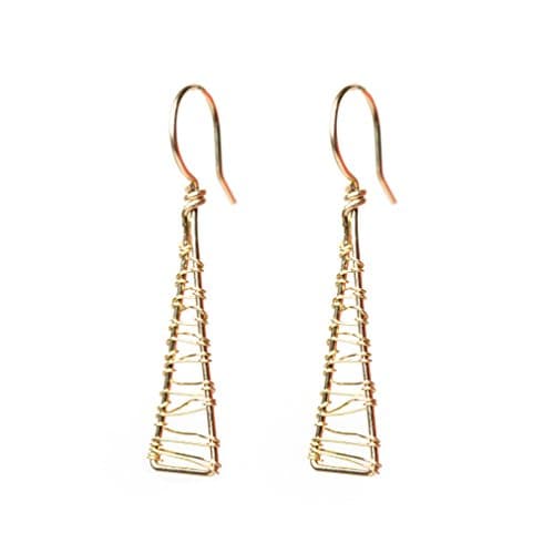 Olympus Woven Dangle Earrings - Gold Woven Triangle Dangle Earrings