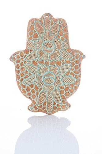 Handmade Ceramic Hamsa Evil Eye hand Amulet Hanging Good Luck Wall Decor Blessing for Home, Gift For Rosh Hashana, size 9.5X7 inches