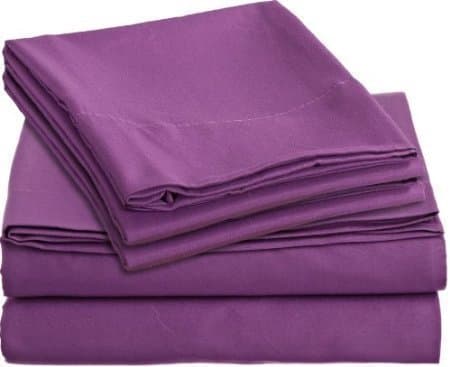 JB Linen 600 Thread Count 100% Pure Egyptian Cotton 4-Piece Sheet Set Super Single (48” x 84”) Purple Solid Fit Up To 9" Deep Mattress Limited Period Offer.