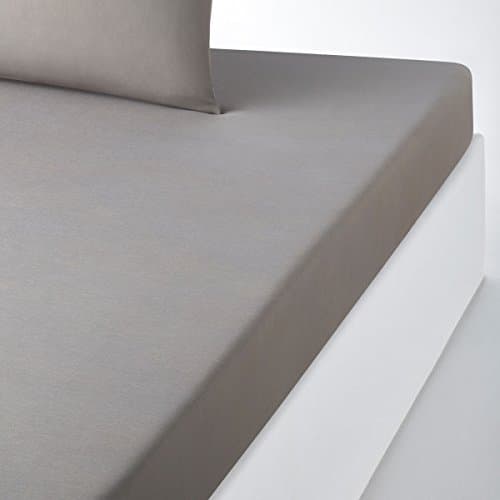La Redoute Interieurs Standard Polycotton Fitted Sheet Grey Size Double (140 X 190Cm)