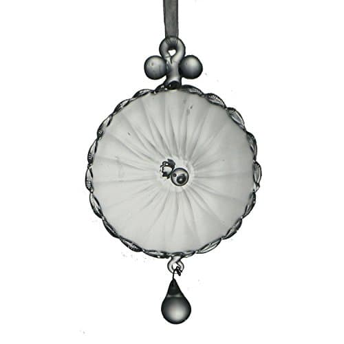 Set of 2 Mouth Blown Glass Disk with Crystal Drop Christmas Ornaments 7"