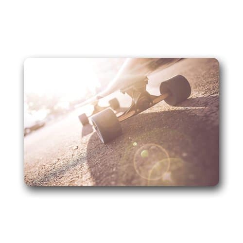 Flipped Summer Longboard Truck &amp; Wheels Close Up Customized Durable Home and Office Non-Slip Mats Doormat 25.6"x 15.7"