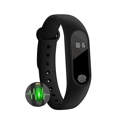 Pedometer & Activity Tracker M2 Smart Bracelet Waterproof IP67 Rating, Heart Rate Monitor, Step & Calorie Counter, Sleep Monitor with Bluetooth Compatibility to IOS & Android. Touch Control High Definition OLED Screen & High Quality Lithium Rechargeable Battery