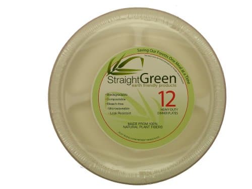 StraightGreen 10.25 In. Heavy Duty 3 Compartment Round Dinner Plates (144 Pla.
