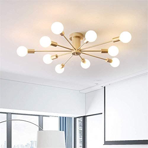 WangLei Chandelier Semi Flush Mount Satellite Ceiling Light Mid Century Industrial Pendant Lamp For Kitchen Bathroom Dining Bedroom Hallway E 27,10Head
