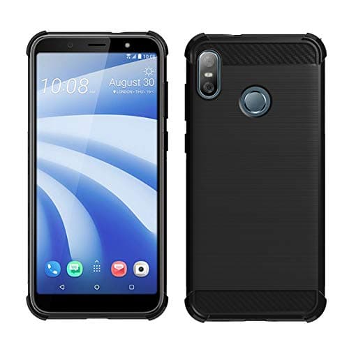 Gosento HTC U12 Life Case, Shock Absorption Cover Soft TPU Anti Scratch Carbon Fiber Design Back Case for HTC U12 Life (Black)