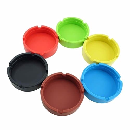 Silicone Restaurant Round Design Cigarette Ash Holder Ashtray Container Rubber High Temperature Heat Resistant Design (BK)