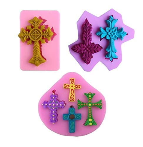 Cross Shape Fondant Mold Cupcake Decorating Tools Clay Fimo mold Candy Silicone Mold ,Chocolate mold (3PCS)