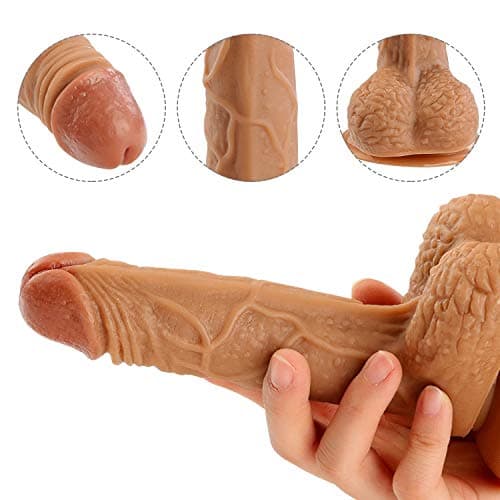 StoneDeng 7 Inch Silicone Waterproof Tools for Women with Strong Suction Cup Hands Free （Brown）