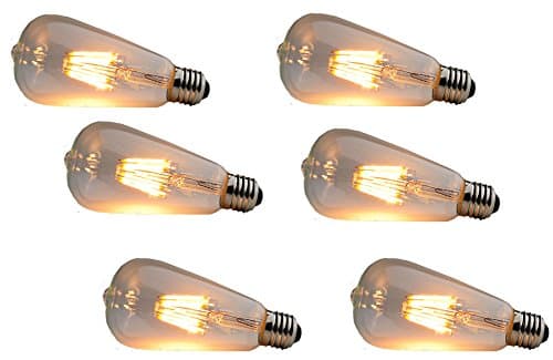 CIMC LLC 6 Pack 60 Watt Equivalent 6W Vintage Edison Light Bulb Dimmable LED Light Bulb Squirrel Cage Filament ST64 -Lmitation Tungsten Wire 220V E27 Medium Base (6)