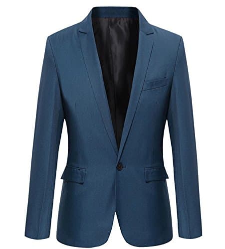 Mens Slim Fit Casual One Button Blazer Jacket
