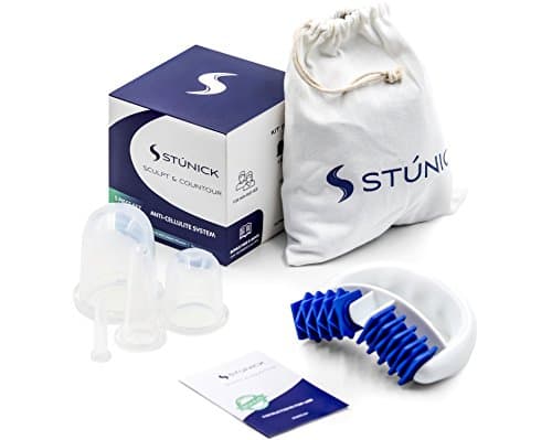 Anti Cellulite Cup with Cellulite Remover Massager, Cupping Therapy Sets by STUNICK, 4 Anti Cellulite Body Vacuum Cups, Silicone Facial Cupping Set and 1 Cellulite Roller, Silicone Massage Cups Book
