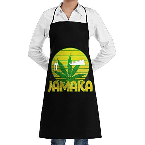 Weed Canabbis Jamaica Cooking Kitchen Bib Apron Durable Comfortable With Front Pocket