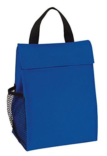 Eunichara Lunch Sack Polyester 600D, Insulated, Heat-sealed PEVA Lining, Sleeve Pocket for Accessories with Side Mesh Pocket, Easy Spot Clkean / Air Dry (7.5" x 10" x 5") - Color Royal Blue