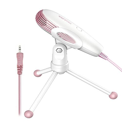 DricRoda 3.5mm Plug &amp; Play Condenser Microphone,Adjustable Modern Streamline Personal Studio PC Recording Microphone with Headphone Splitter for iPhone Android Laptop Computer Video Chatting Singing