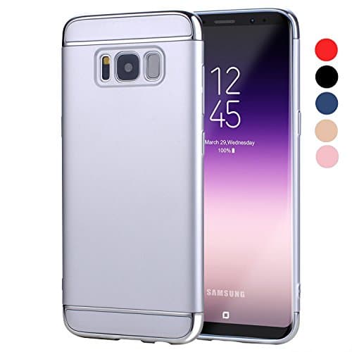 Galaxy S8 Case, Eunsoul 3 In 1 Ultra Thin and Slim Hard Case Coated Non Slip Matte Surface with Electroplate Frame for Samsung Galaxy S8 Case (5.8'')(2017) -- (Silver)