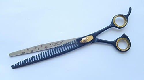 Diamond Cut Edge Professional Pet Dog Grooming Scissors Shears 8.5" Straight Thinning Blending Ebony Japanese Stainless with Protective Case