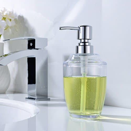 LAZADA Hand Soap Dispenser Refillable Clear Plastic Pump Bottles Countertop Lotion 12 Ounce More for Kitchen or Bathroom Chrome