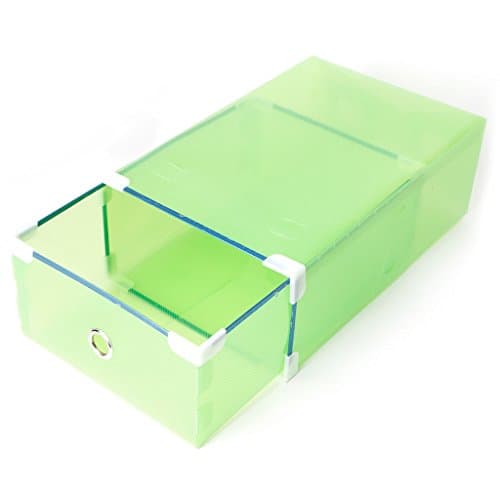 Timberlark Foldable Plastic Drawer Shoe Case Storage Stackable Shoes Box Organizer (Green)