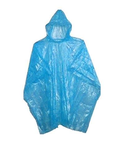 Emergency Disposable Rain Ponchos with attached hood. (10 Pack) - (Blue)