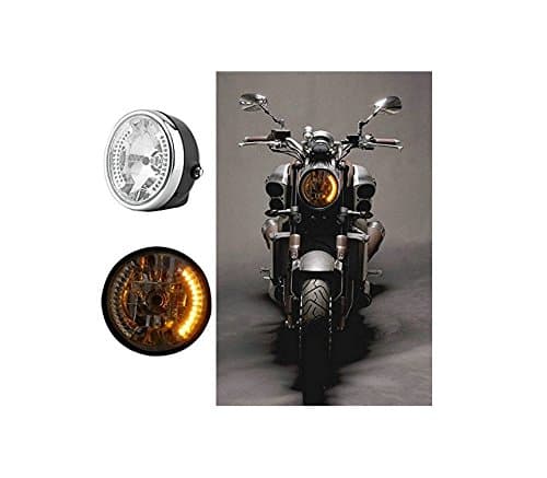 FuriAuto 8 Inch Motorcycle Headlight Project Amber LED with Turn Signal