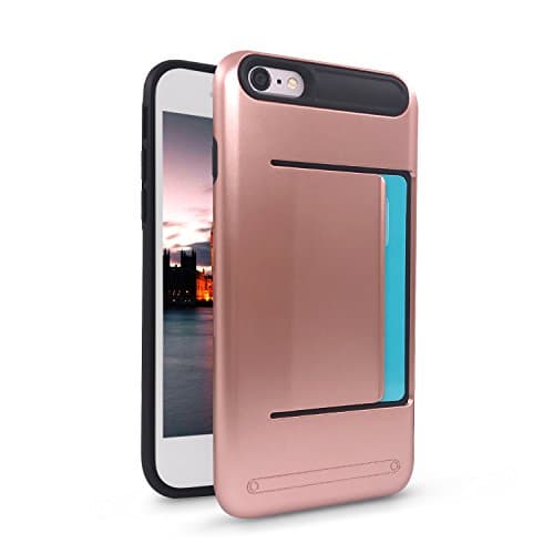 WINSAFE Cell Phone Wallet Case for iPhone 6/6S Plus, Vault Slim Shockproof with Credit Card &amp; ID Card Slot Protective Cover Case for iPhone 6/6S Plus 2015 5.5 inch (Rose Gold)