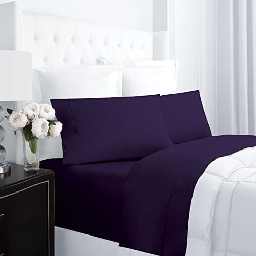 Egyptian Luxury 300 Thread Count 100 % Cotton Long-Staple Combed Pure Natural Sheet Set - Deep Pockets, Wrinkle and Fade Resistant, Hypoallergenic Sheet and Pillow Case Set - (King, Purple)