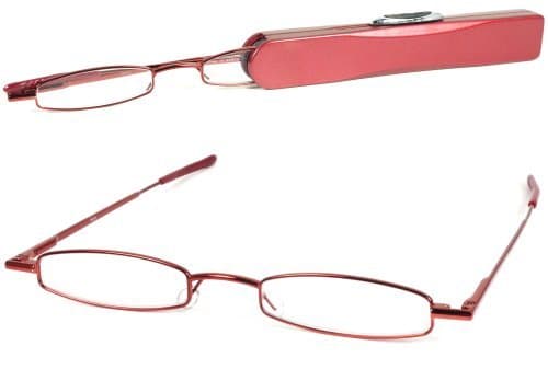 I-Mag Mini Slim Metal Spring Hinge Reading Glasses with Slide Open Hard Case (Red, 2.00) by I-Mag Reading Glasses