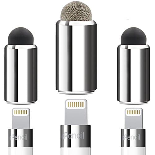 Apple Pencil Touch Cap,/Magnetic Replacement Accessories/Silicone Tips and Fiber Tips Stylus/as Stylus for Tablets Cell Phones/All Touch Screen Devices [Silver] for Apple Pencil (Pack of 3)