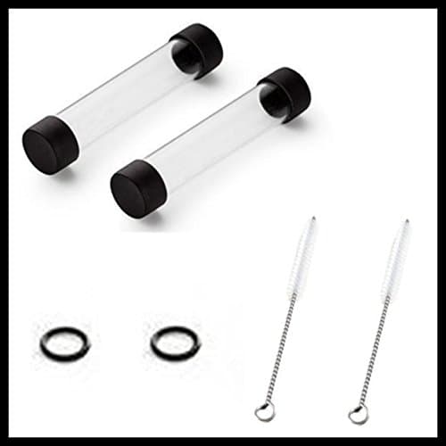 Twisty Pipe Replacement Set - 2 Glass Twisty Pipe+2 Brushes+4 Rubber Caps+2 Rubber Rings