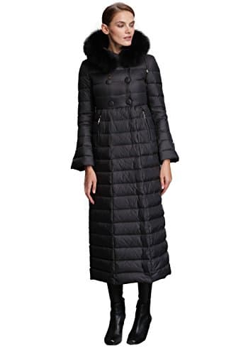Fast Sister Women's Stylish Goose Down Jackets Down Coats Parka Fox Fur Collar (Size XS, Tian-710-Black)