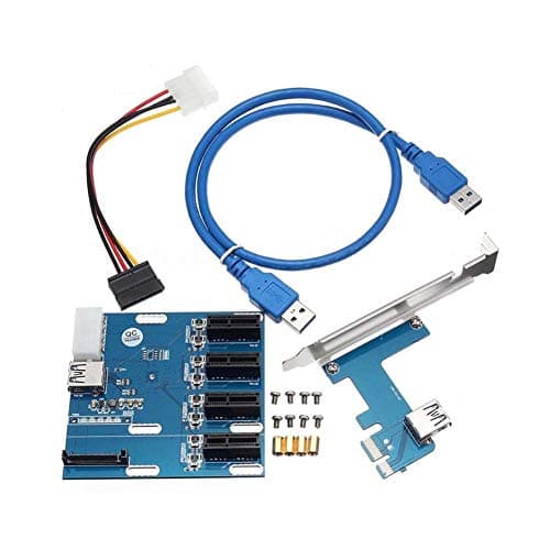 AAAwave PCI-E 1X Expansion Kit 1 to 4 Slots Switch Multiplier Hub Riser Card Adapter with USB 3.0