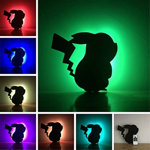 Pokemon Pikachu Figure Lampara Wall Night Light Shadow Projection Remote Control Lighting Lamp Children Porch Kids Gifts