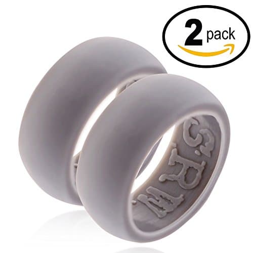 Flexible Silicone Wedding Ring in Various Colors for Active Men PREMIUM Non Bulky Medical Grade Skin Safe & Comfort Fit Band +