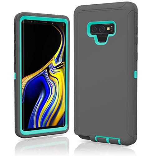 FastSun Samsung Galaxy Note 9 Defender Case, Protective Defender Shockproof Hybrid Case Dual Layer Design Hard Cover for Samsung Galaxy Note 9 (Gray-Teal)