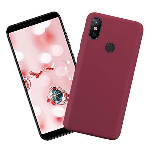 Case for Xiaomi Mi 6X /Mi A2, Soft Touch Finish Solid Color TPU Rubber Cover Slim Durable Shockproof Back Protective Shell - Wine Red