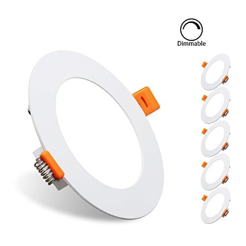 6W LED Flat Panel Light,Langyu Dimmable Ultra-thin Round LED Recessed Ceiling Down Light Lamp,480lm, Cool White 6000K, Cut Hole 4.0 in,Home, Office, Commercial Lighting Pack of 5